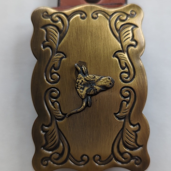 Vintage Chaucer Harness Leather Belt w/Western Buckle 26 Brown - Picture 15 of 16